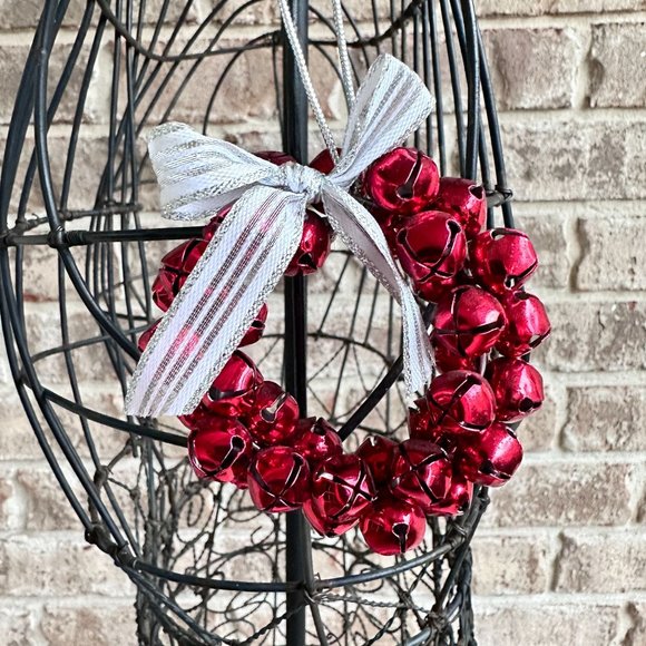 Vintage 90's Jingle Bells Ornament Red Christmas Hand Painted Metal New … - Picture 2 of 12